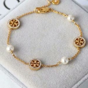 New Tory Burch Gold Pave,Pearl Adjustable Bracelet
